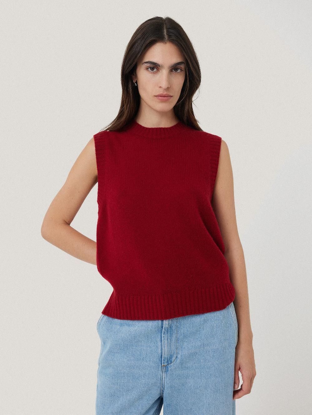 jigsaw Cashmere Crew Neck Tank Red