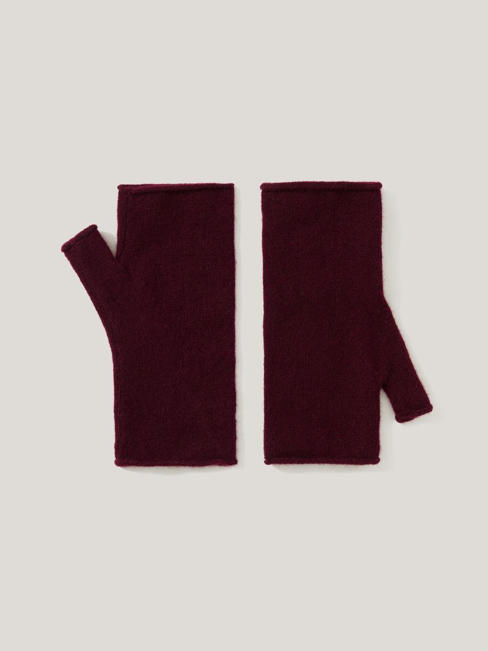 Jigsaw Cashmere Mittens Burgundy