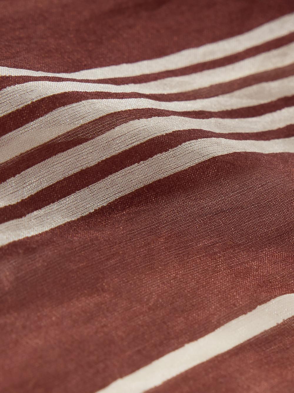 Jigsaw Cassis Stripe Silk Scarf Brown