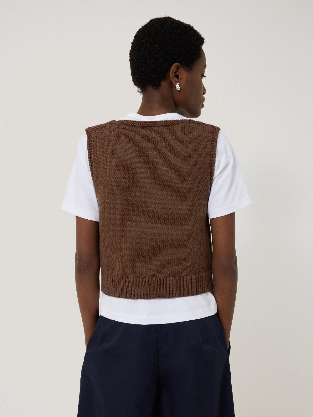 Jigsaw Chunky Cotton Blend V Tank Brown