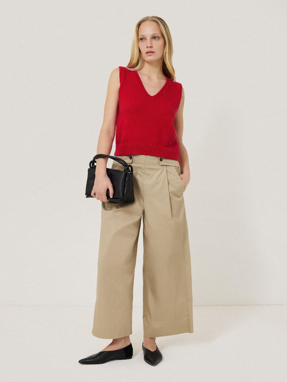 Jigsaw Chunky Cotton Blend V Tank Red