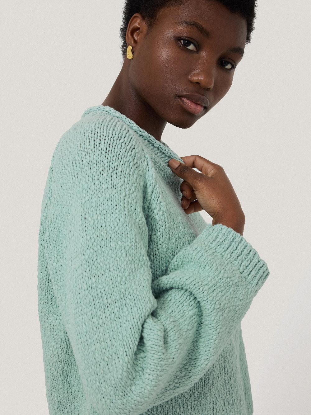 Jigsaw Chunky Textured Cotton Jumper Mint