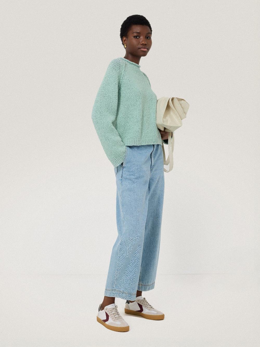 Jigsaw Chunky Textured Cotton Jumper Mint