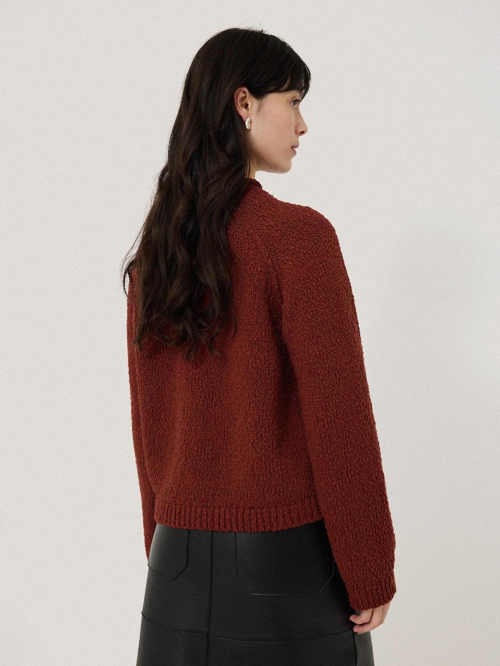 Jigsaw Chunky Textured Cotton Jumper Red