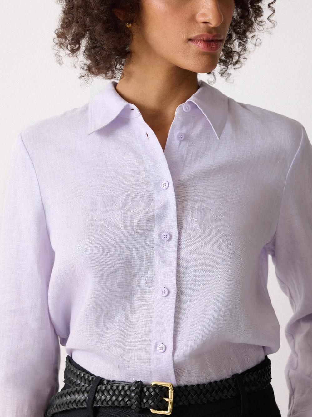 Jigsaw Classic Linen Shirt Lilac