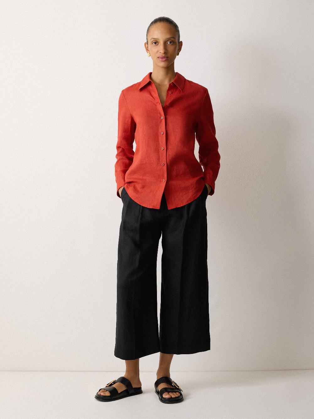 Jigsaw Classic Linen Shirt Orange