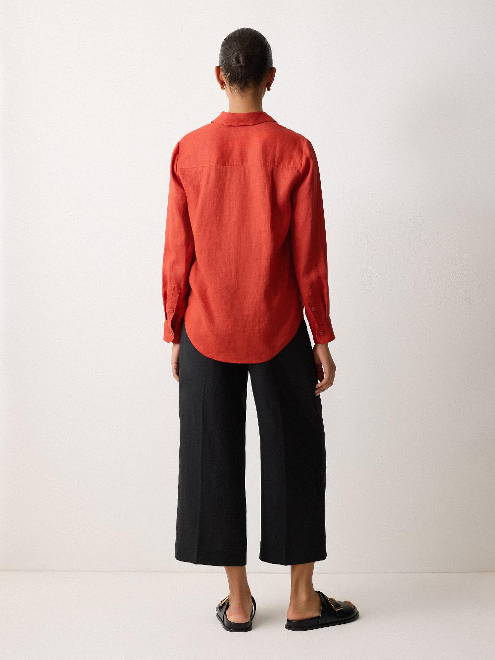 Jigsaw Classic Linen Shirt Orange