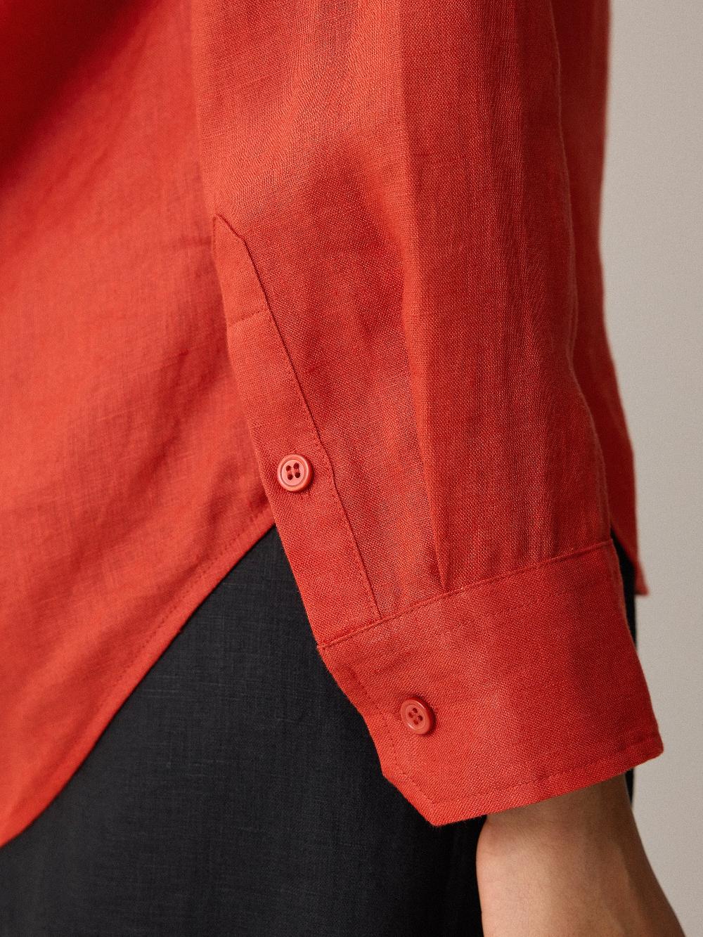 Jigsaw Classic Linen Shirt Orange