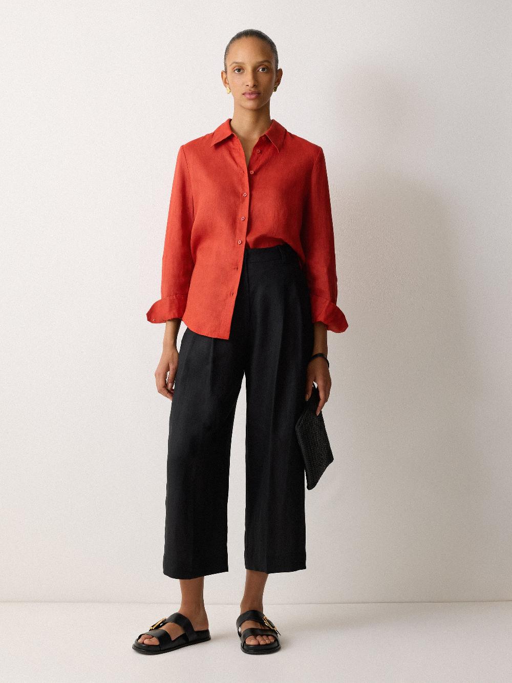 jigsaw Classic Linen Shirt Orange