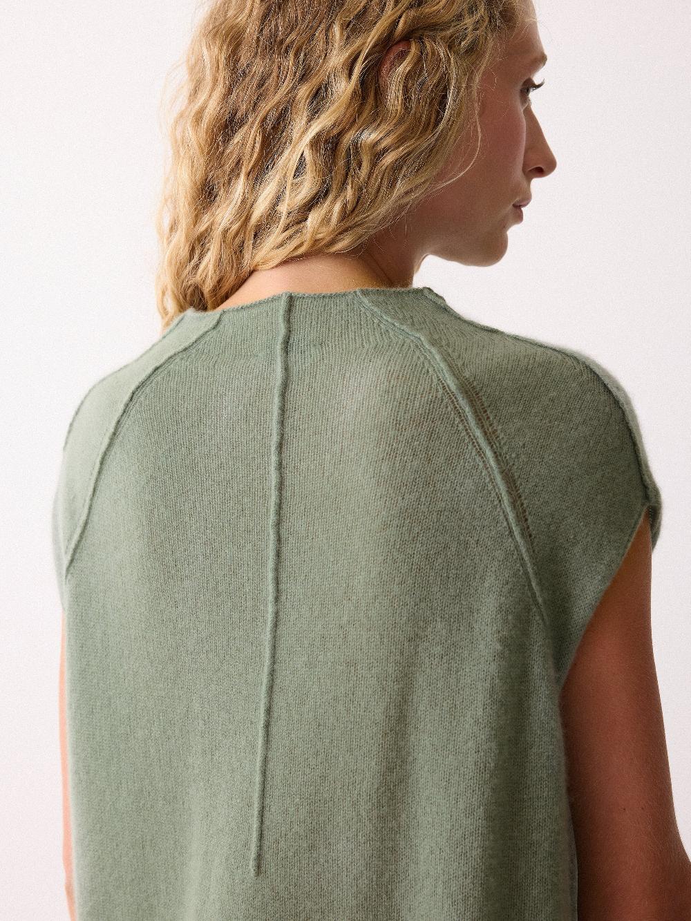 Jigsaw Cloud Cashmere Cap Sleeve Top Green