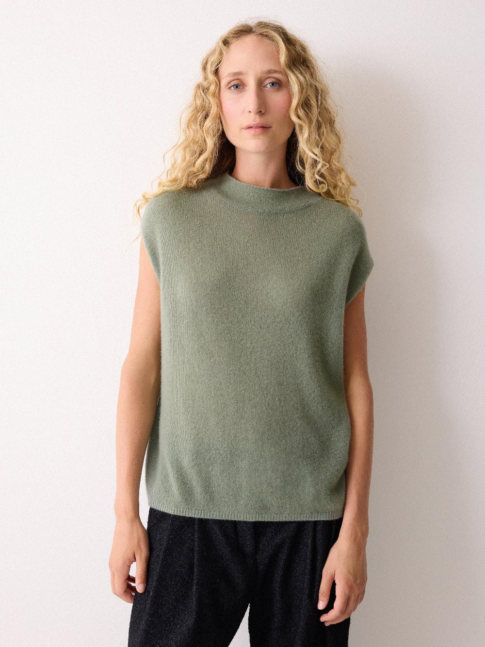 Jigsaw Cloud Cashmere Cap Sleeve Top Green