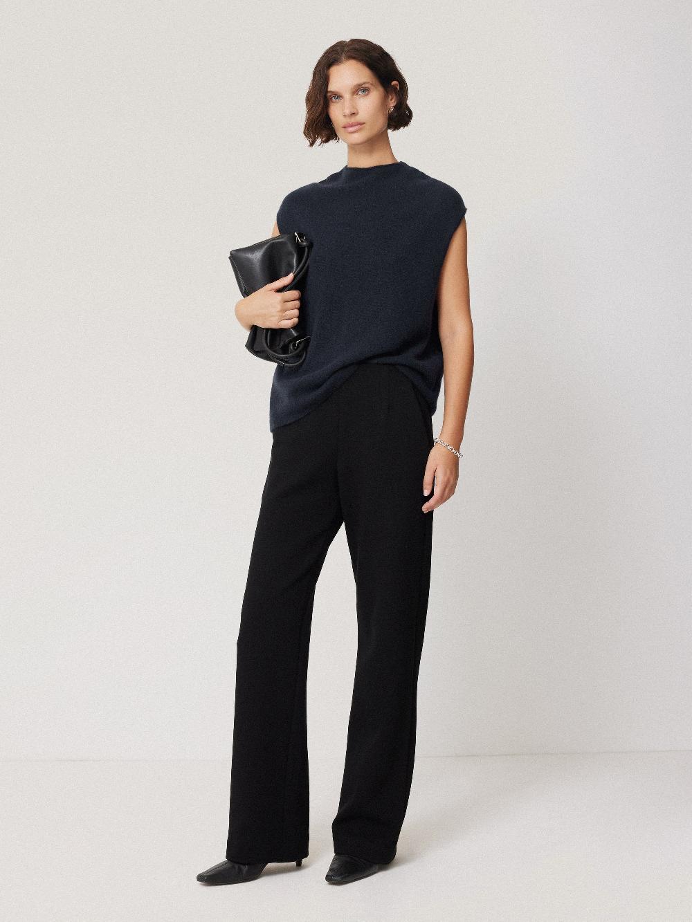 Jigsaw Cloud Cashmere Cap Sleeve Top Navy