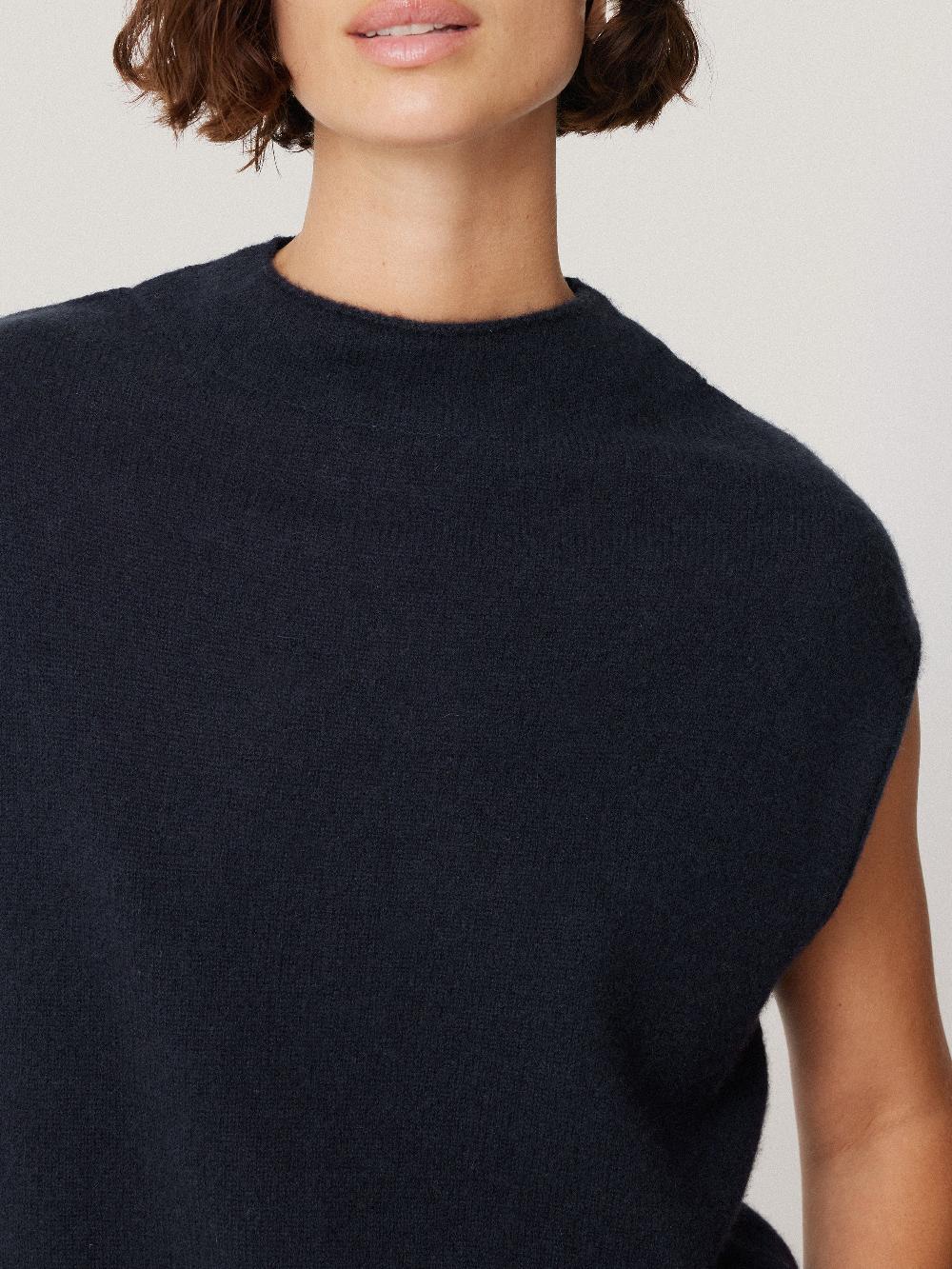 Jigsaw Cloud Cashmere Cap Sleeve Top Navy