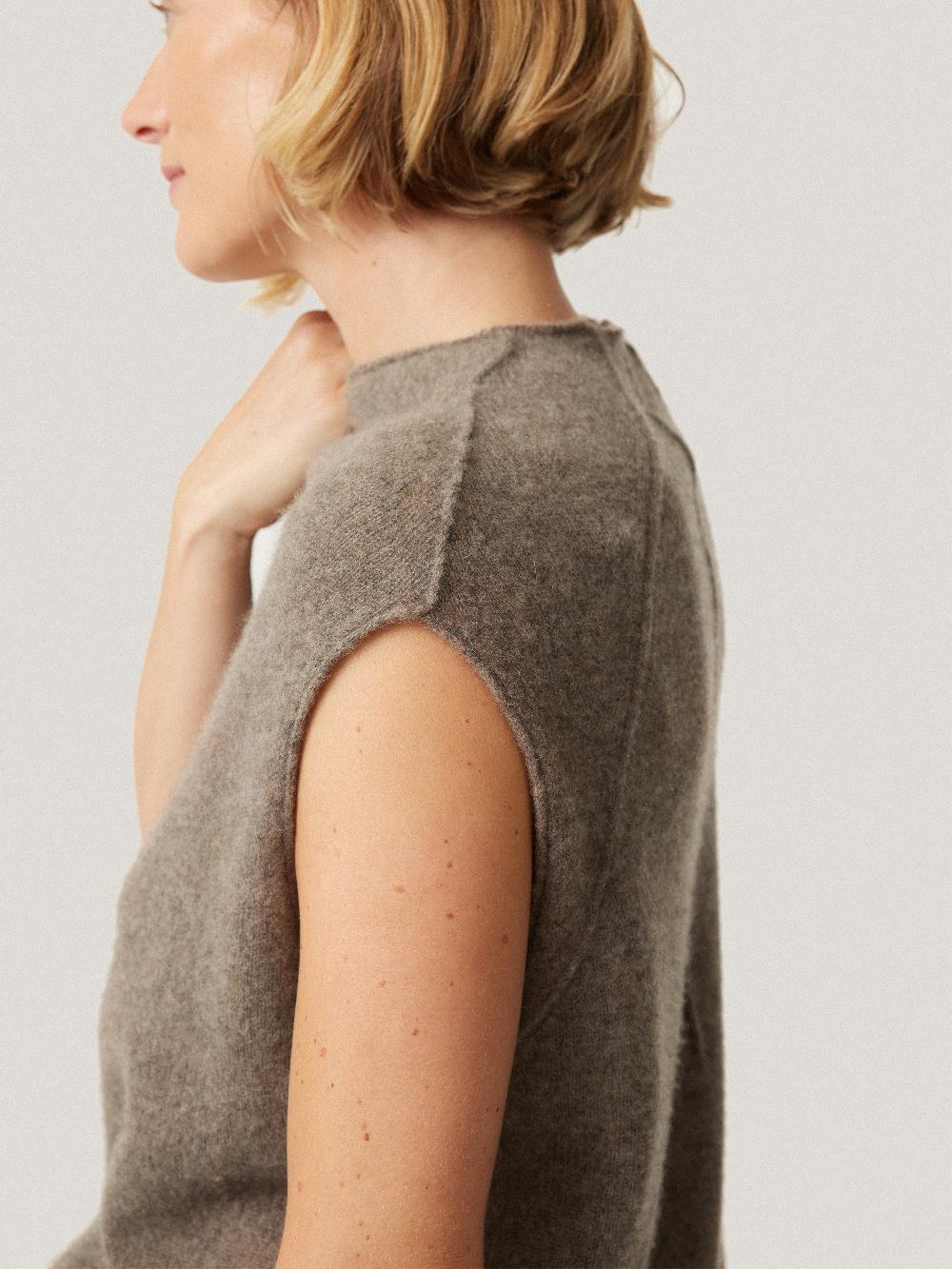 Jigsaw Cloud Cashmere Cap Sleeve Top Taupe