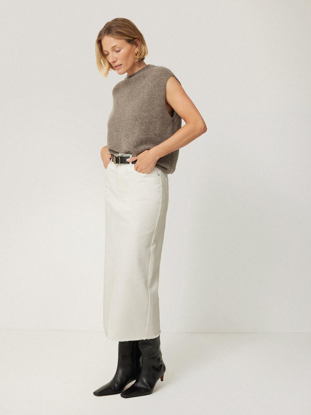 Jigsaw Cloud Cashmere Cap Sleeve Top Taupe