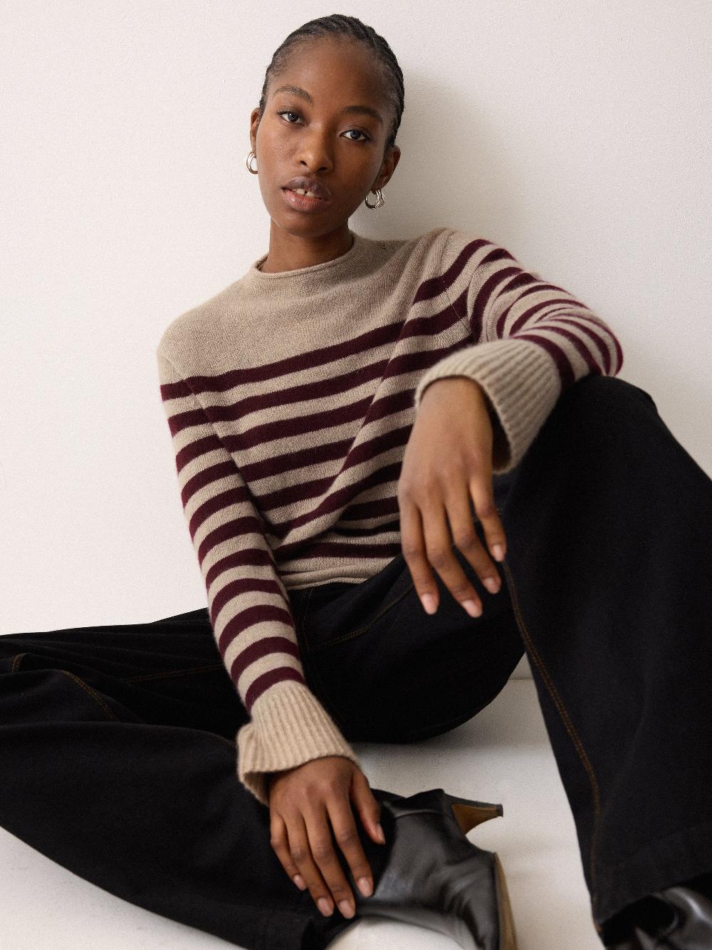 jigsaw Cloud Cashmere Eldon Stripe Oatmeal