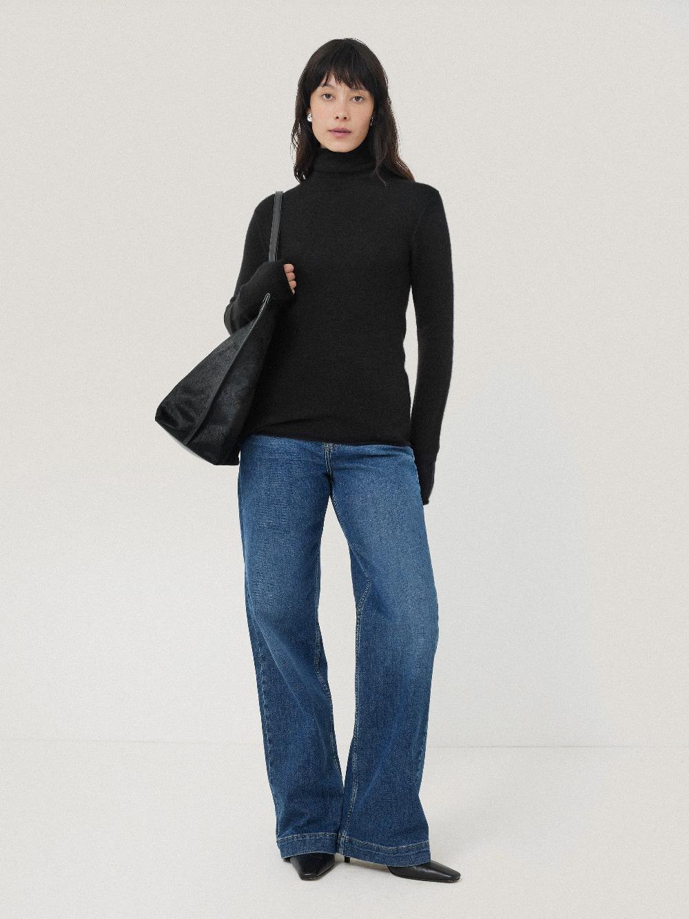 Jigsaw Cloud Cashmere Polo Jumper Black