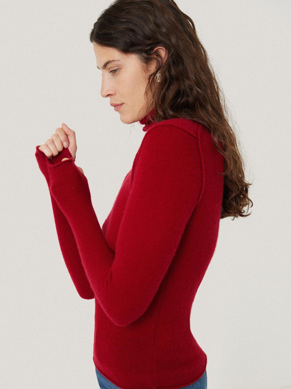 Jigsaw Cloud Cashmere Polo Jumper Red