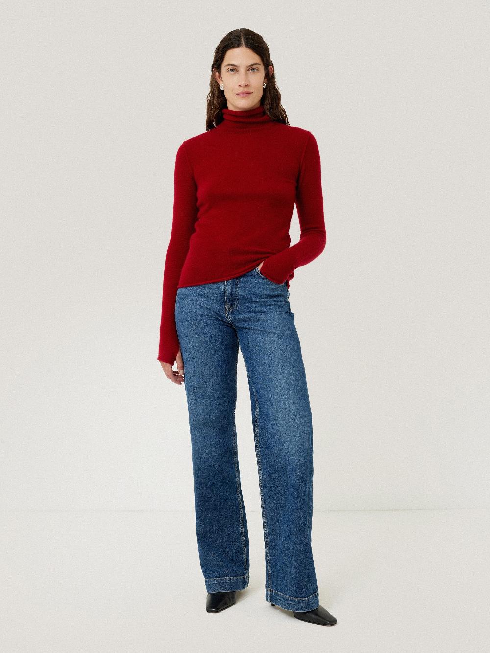 Jigsaw Cloud Cashmere Polo Jumper Red