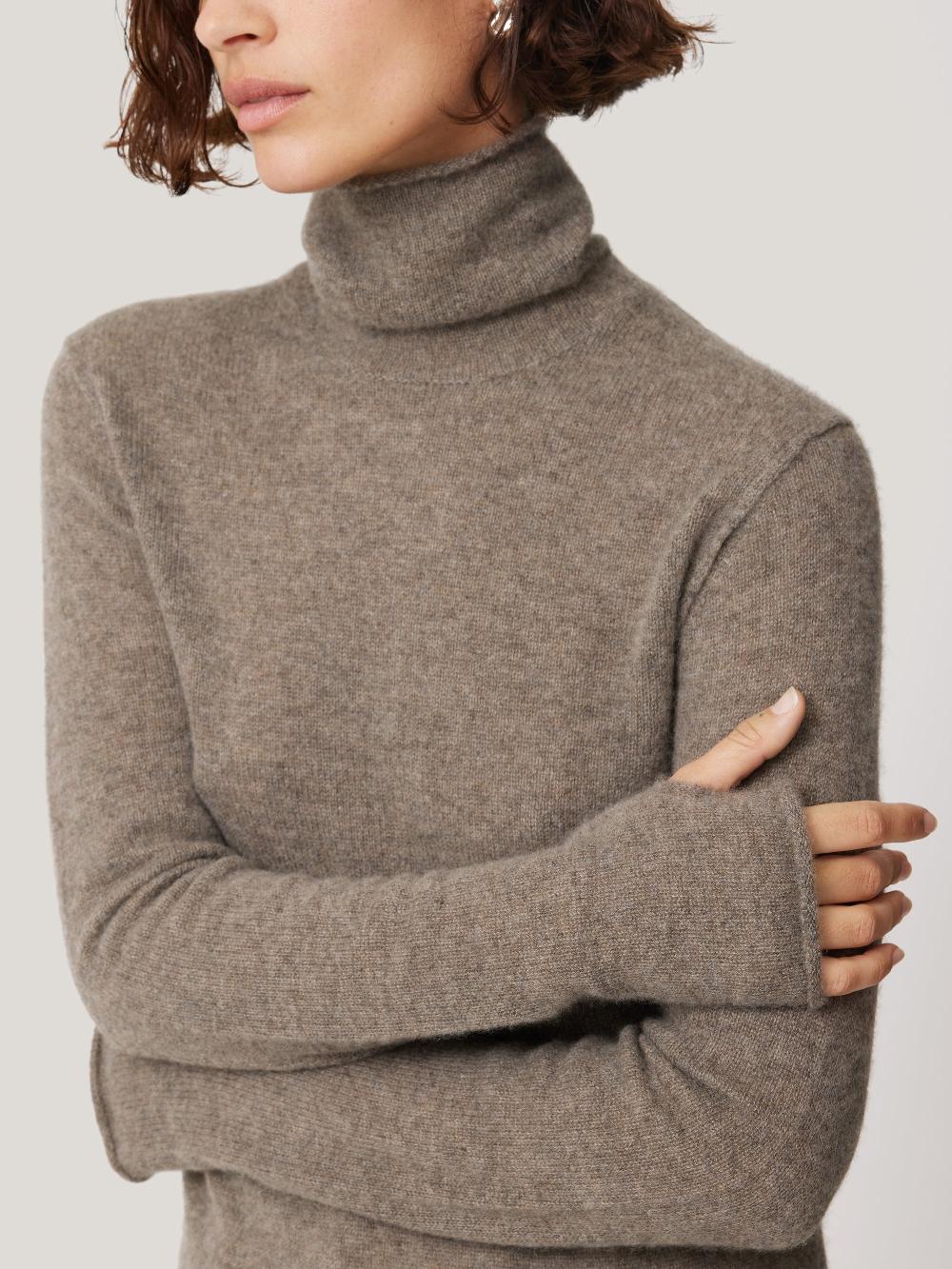 Jigsaw Cloud Cashmere Polo Jumper Taupe