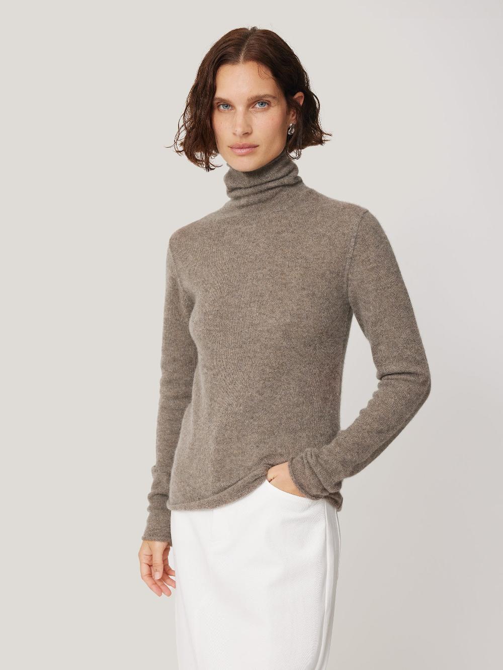 jigsaw Cloud Cashmere Polo Jumper Taupe