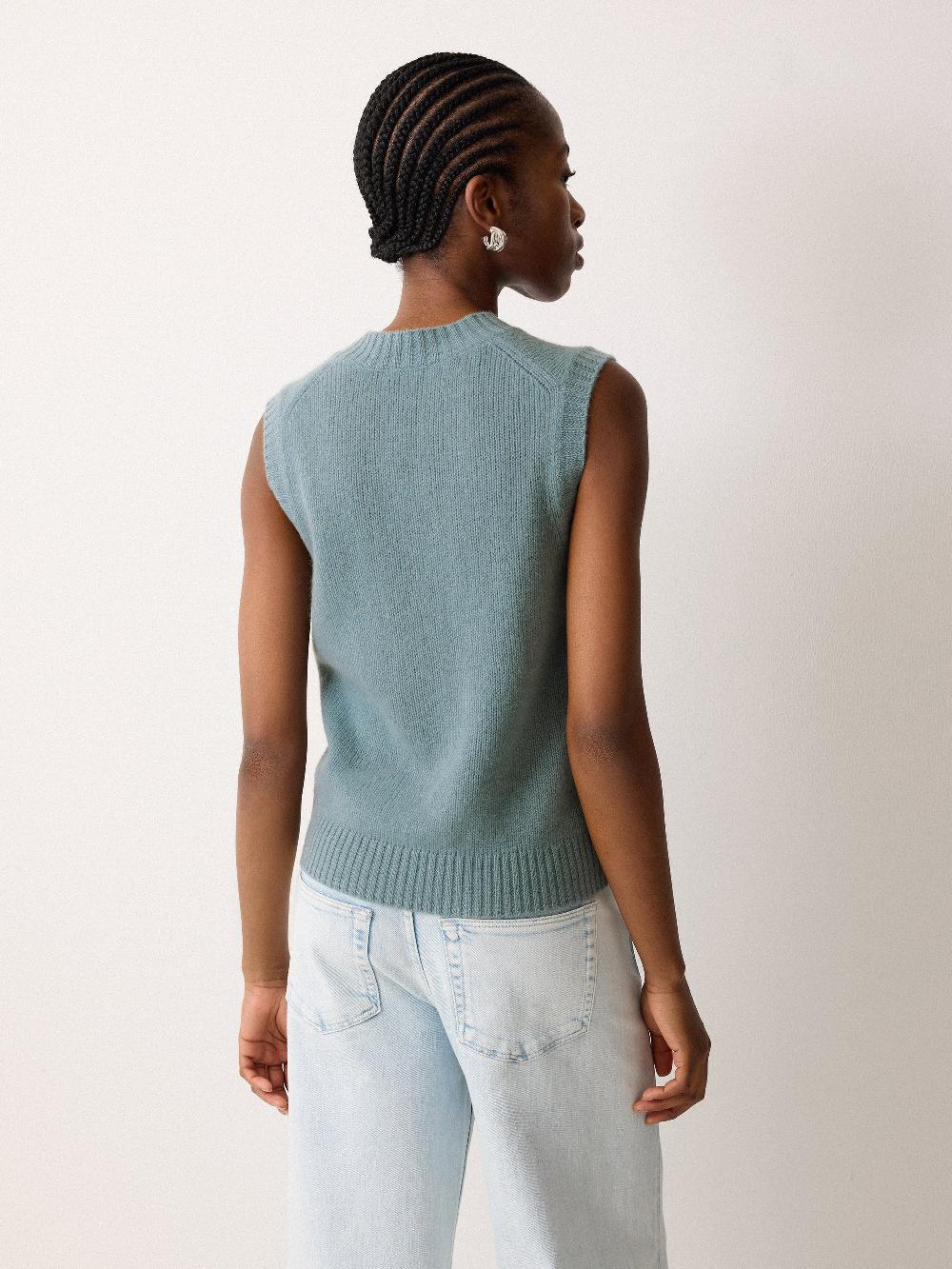 Jigsaw Cloud Cashmere V Tank Blue