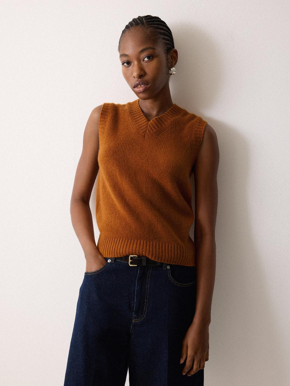 jigsaw Cloud Cashmere V Tank Orange