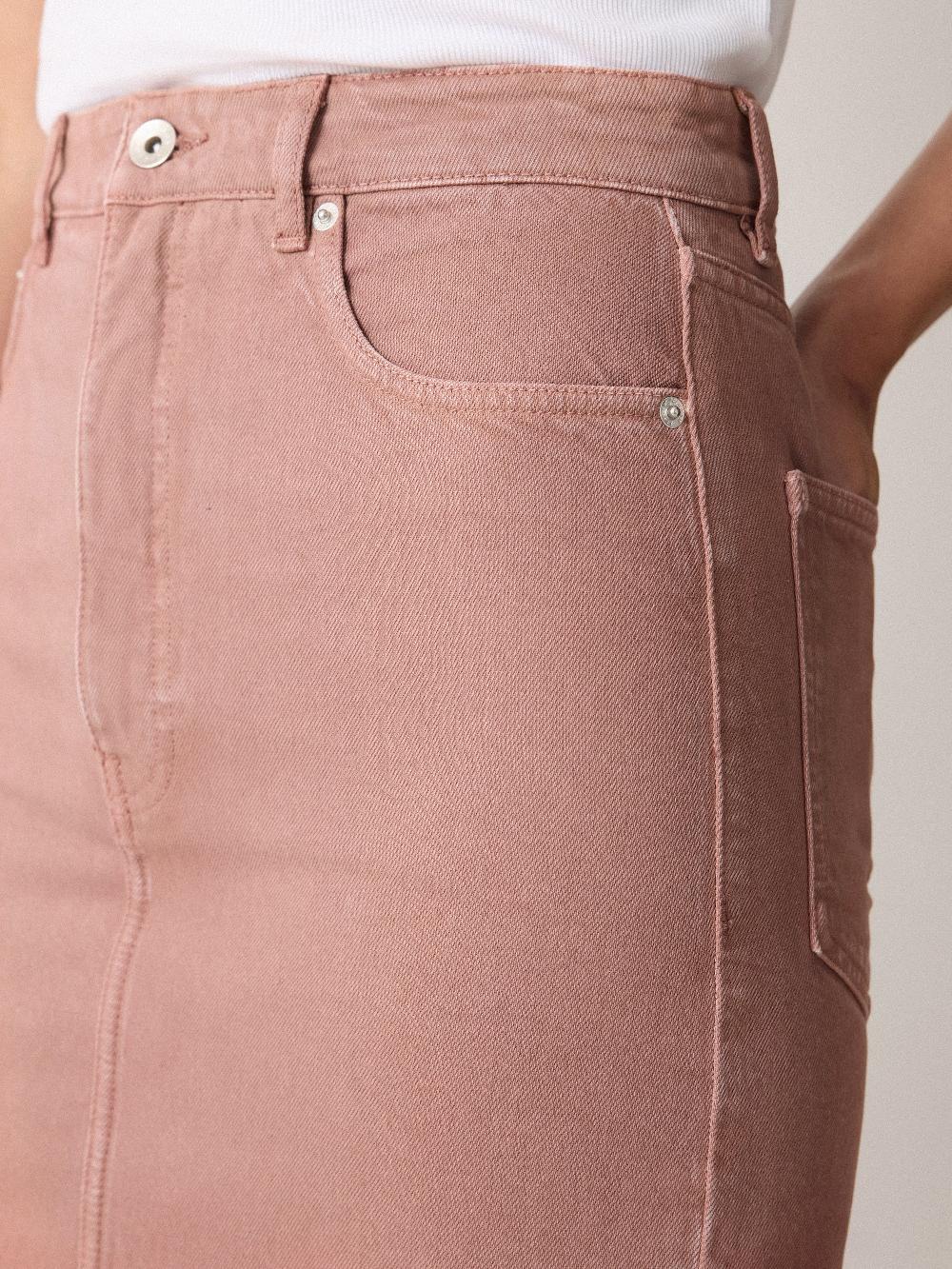 Jigsaw Cole Denim Midi Skirt Washed PInk