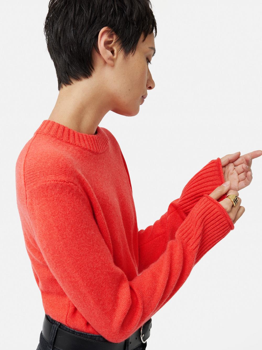 Jigsaw Compact Wool Cashmere Blend Jumper Coral