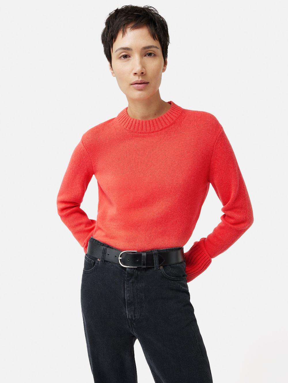 jigsaw Compact Wool Cashmere Blend Jumper Coral