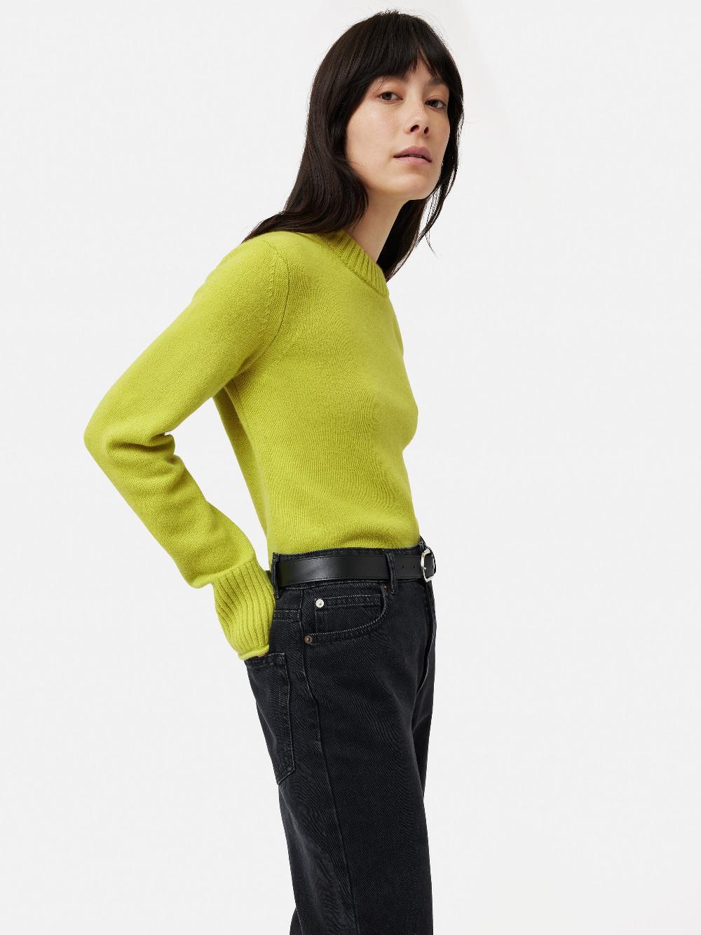 jigsaw Compact Wool Cashmere Blend Jumper Lime