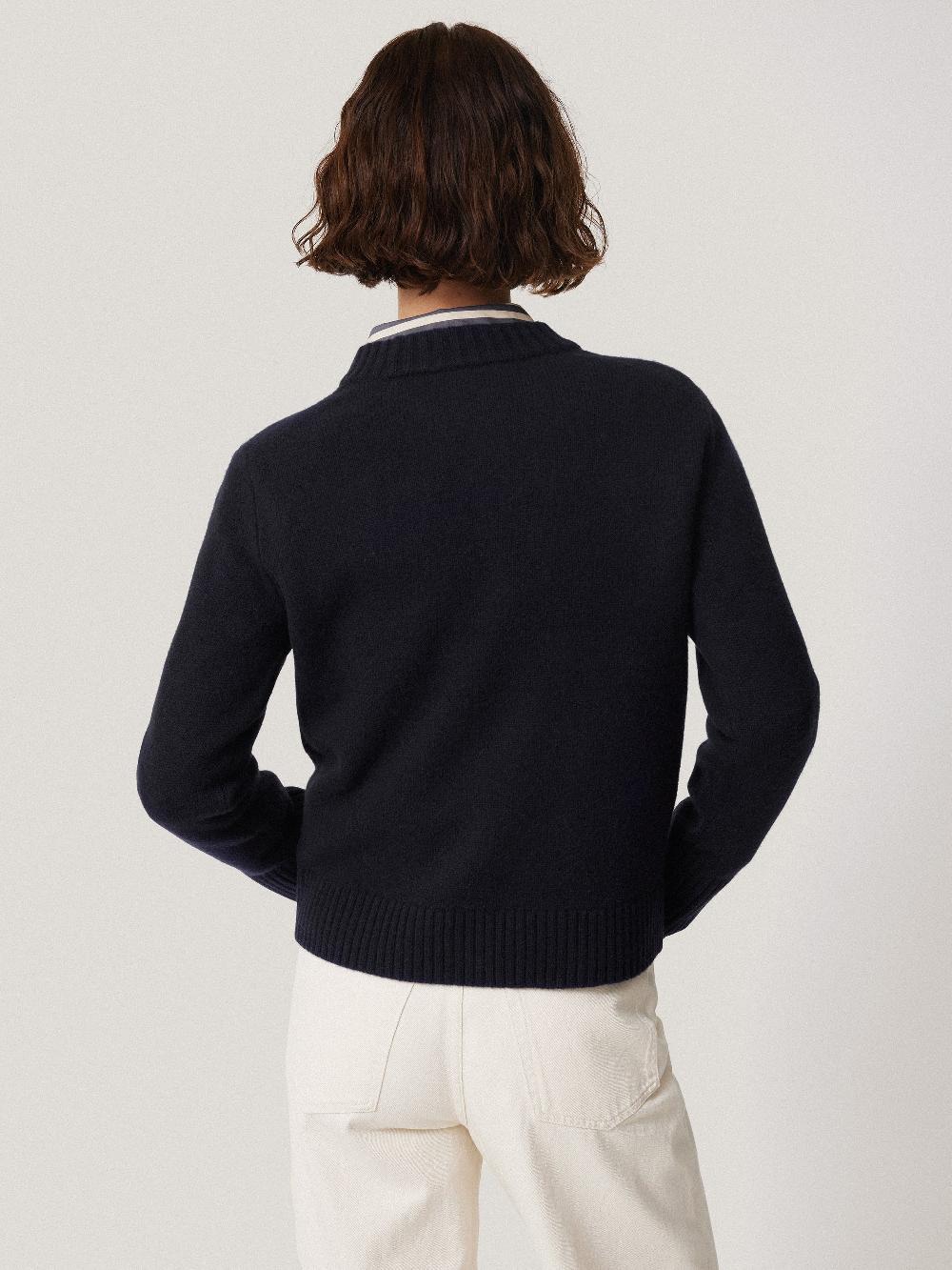 Jigsaw Compact Wool Cashmere Blend Jumper Navy