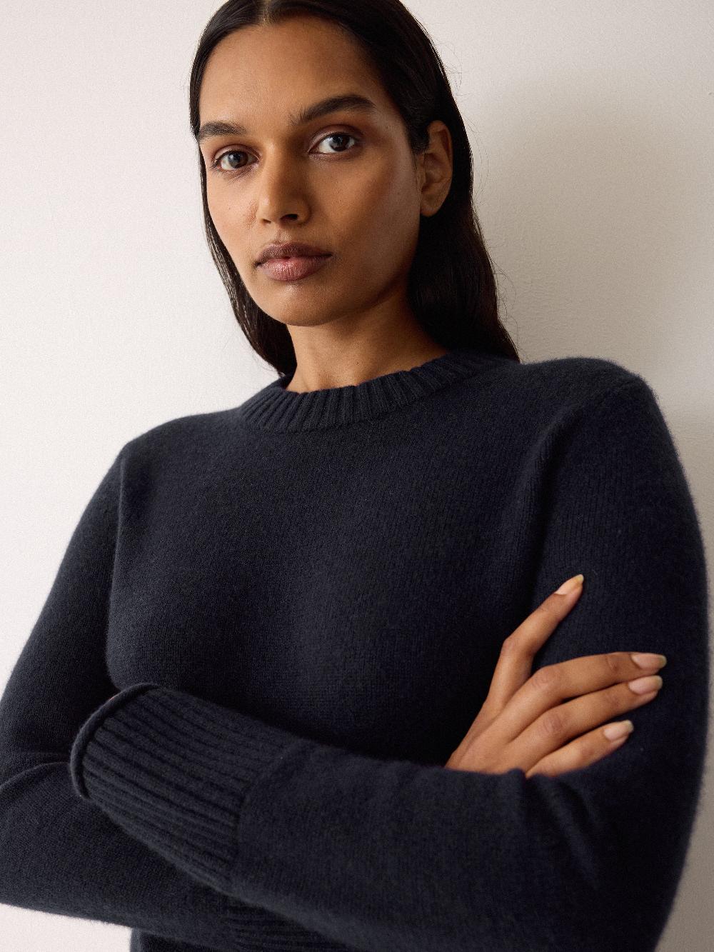 Jigsaw Compact Wool Cashmere Blend Jumper Navy