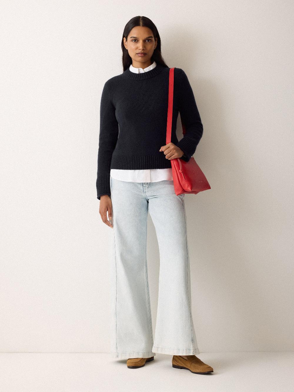 jigsaw Compact Wool Cashmere Blend Jumper Navy