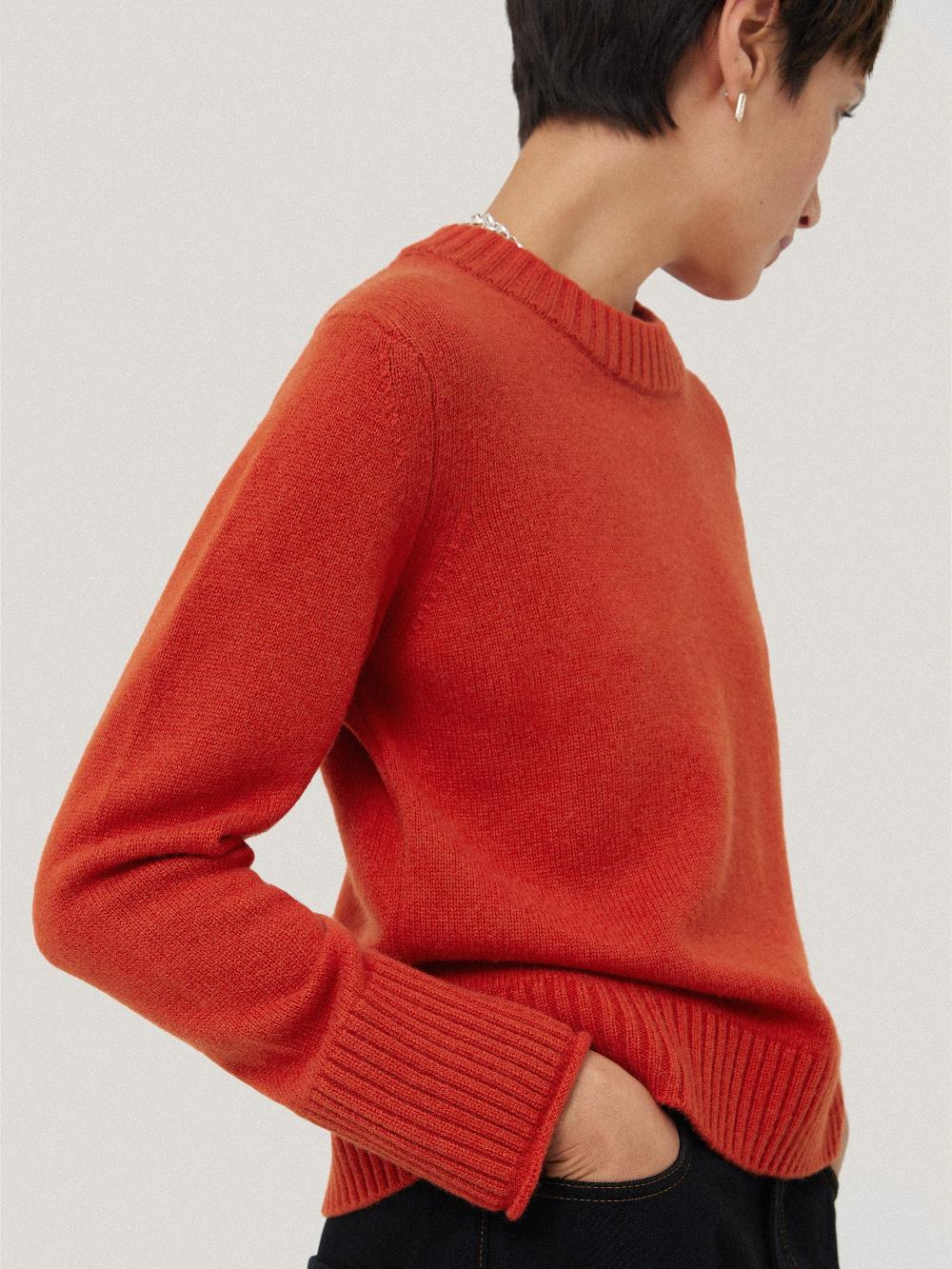 Jigsaw Compact Wool Cashmere Blend Jumper Orange