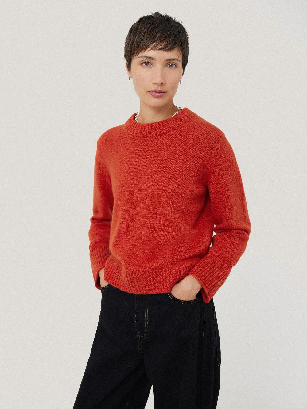 jigsaw Compact Wool Cashmere Blend Jumper Orange