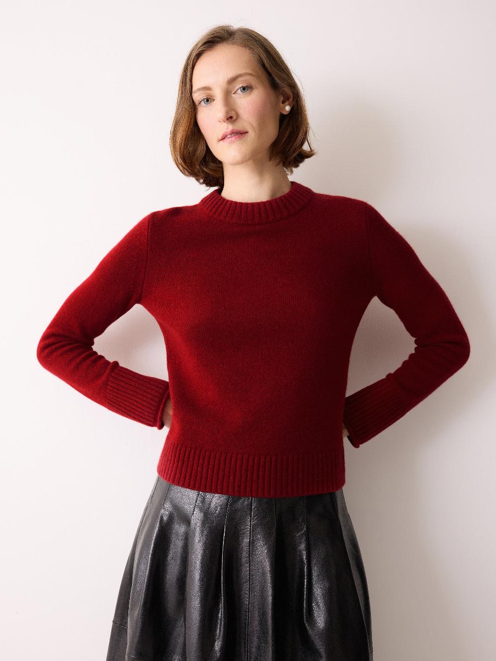 Jigsaw Compact Wool Cashmere Blend Jumper Red