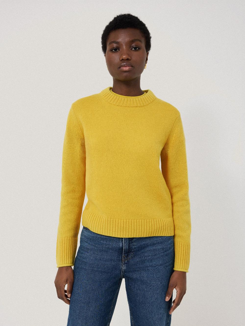 Jigsaw Compact Wool Cashmere Blend Jumper Yellow