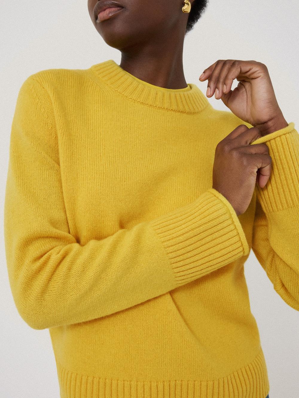 Jigsaw Compact Wool Cashmere Blend Jumper Yellow