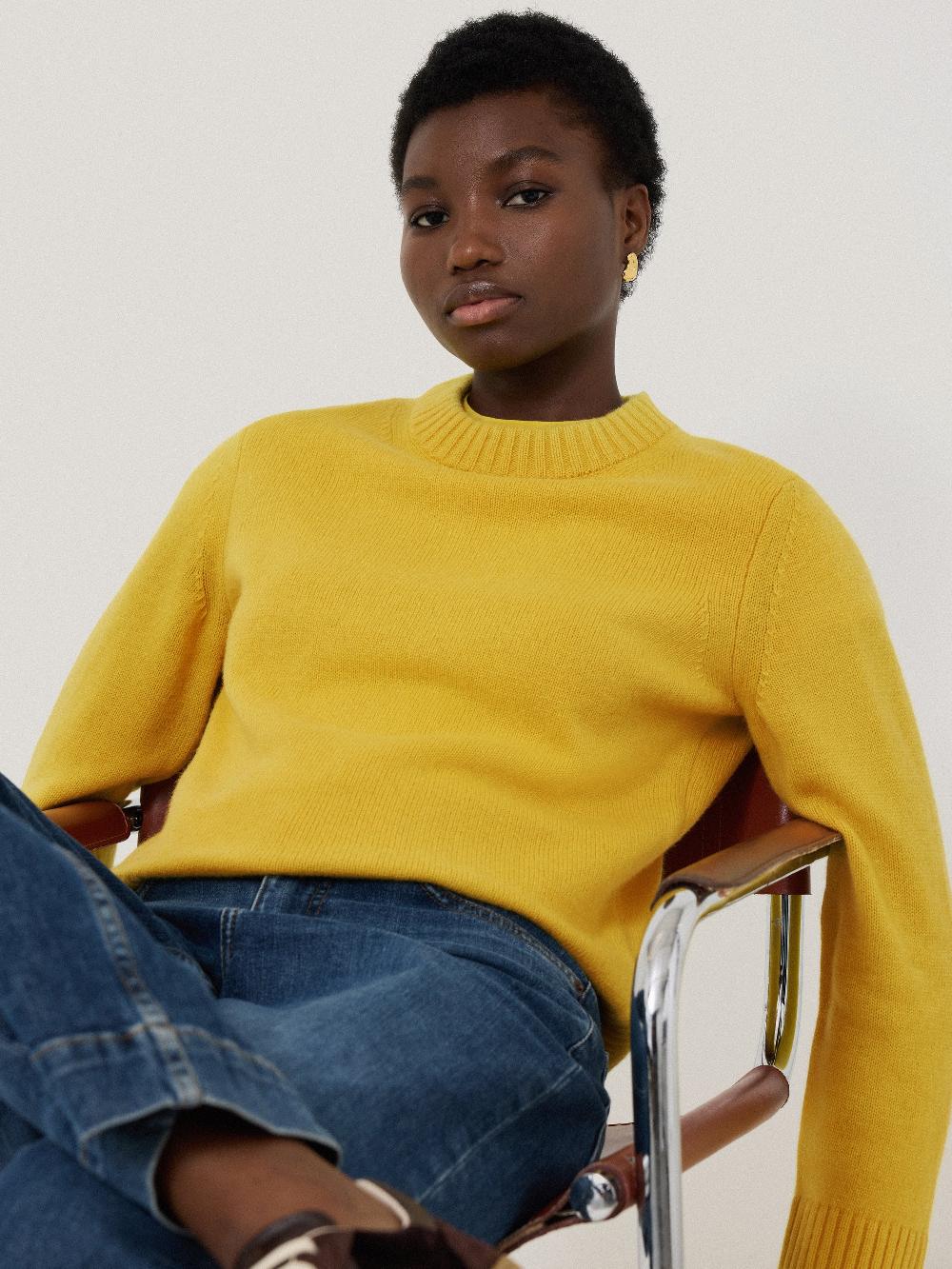 jigsaw Compact Wool Cashmere Blend Jumper Yellow
