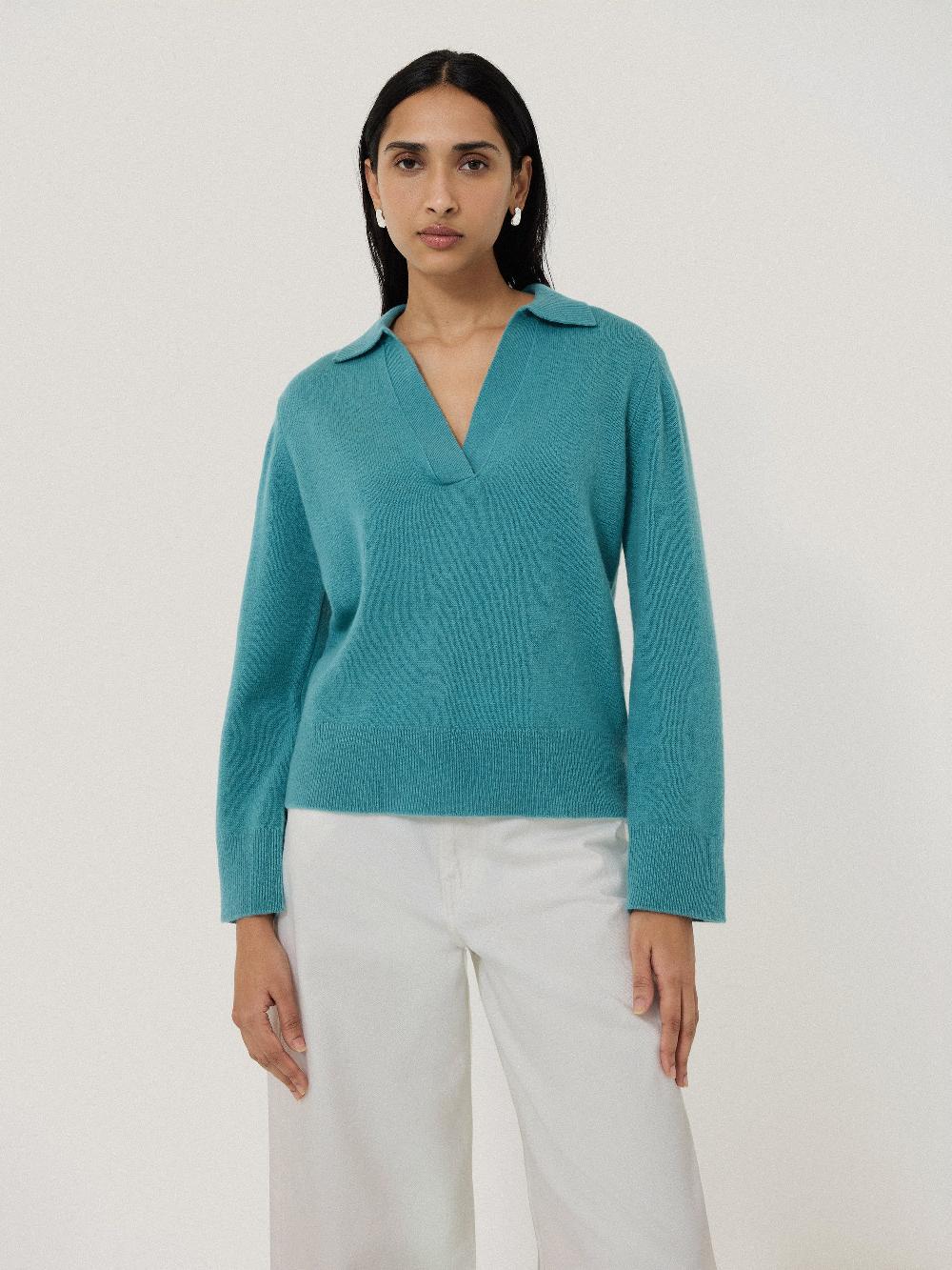 Jigsaw Compact Wool Collar Jumper Powder Blue