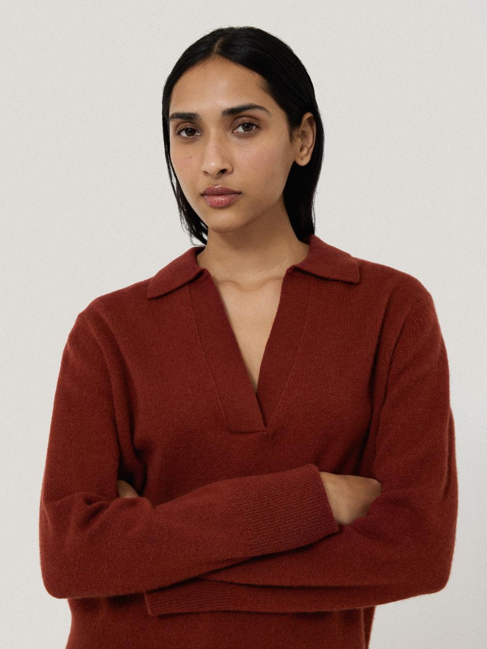 Jigsaw Compact Wool Collar Jumper Red