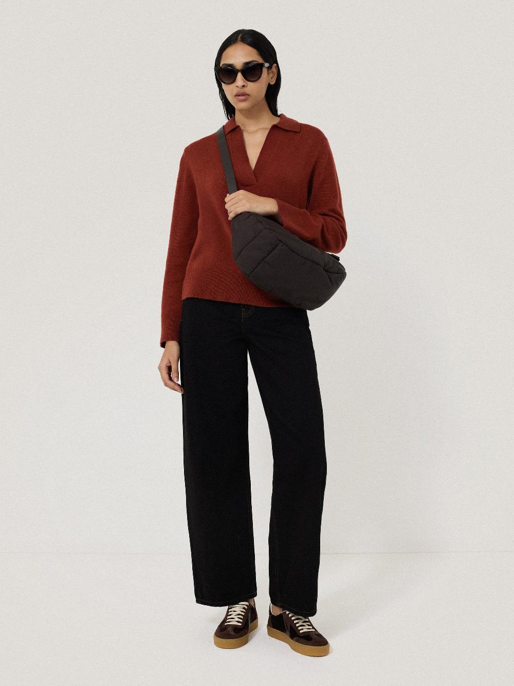 jigsaw Compact Wool Collar Jumper Red