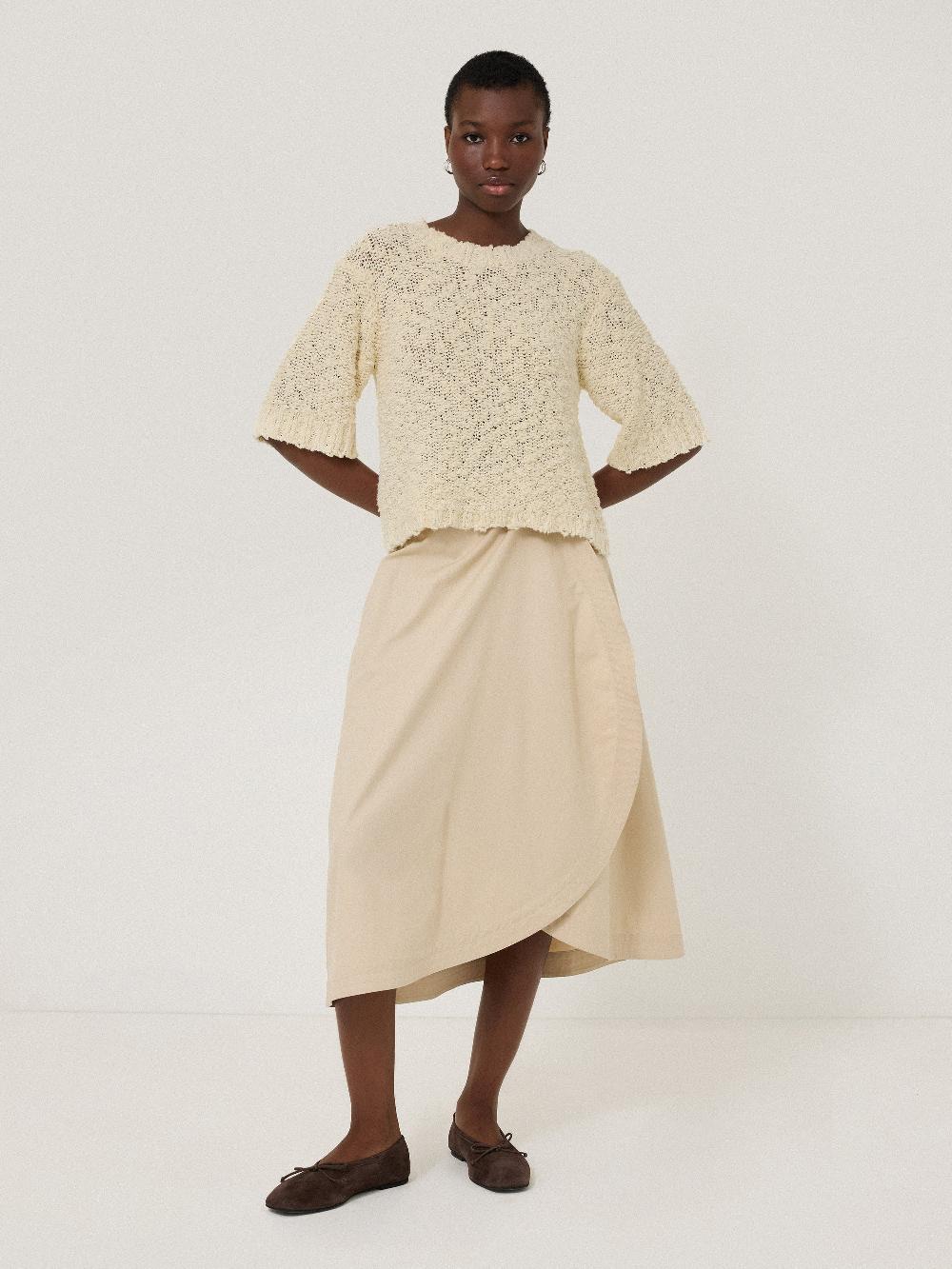 Jigsaw Cotton Blend Boucle T Shirt Cream