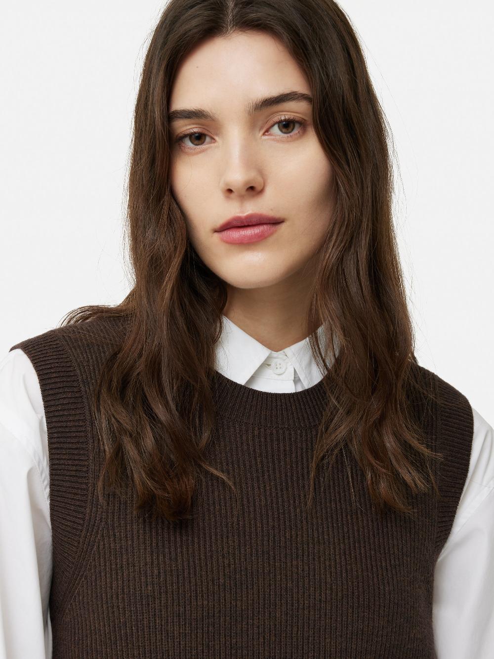 Jigsaw Cotton Blend Crew Tank Brown