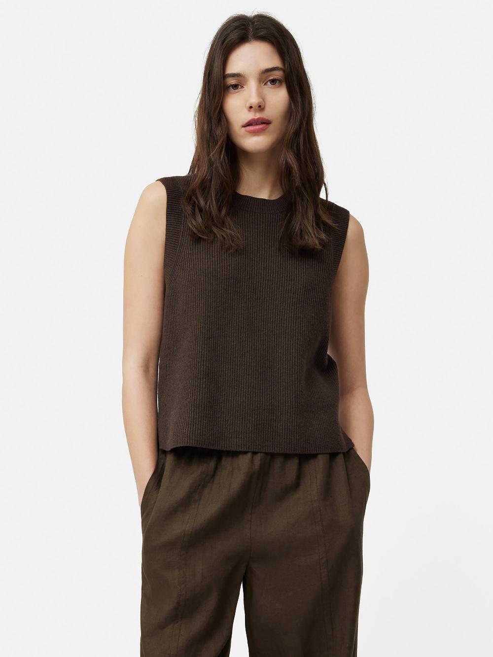 jigsaw Cotton Blend Crew Tank Brown