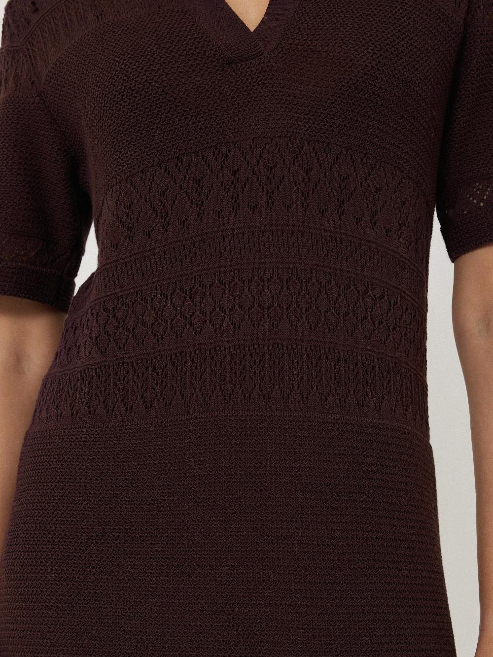 Jigsaw Cotton Blend Pointelle Dress Oxblood