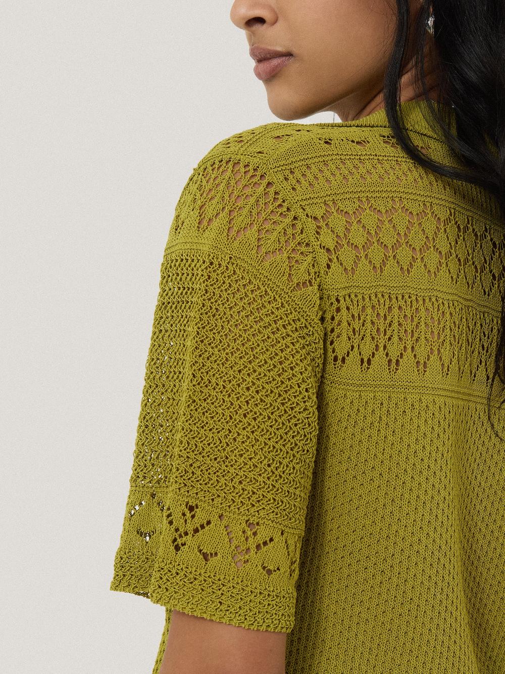 Jigsaw Cotton Blend Pointelle Polo Green