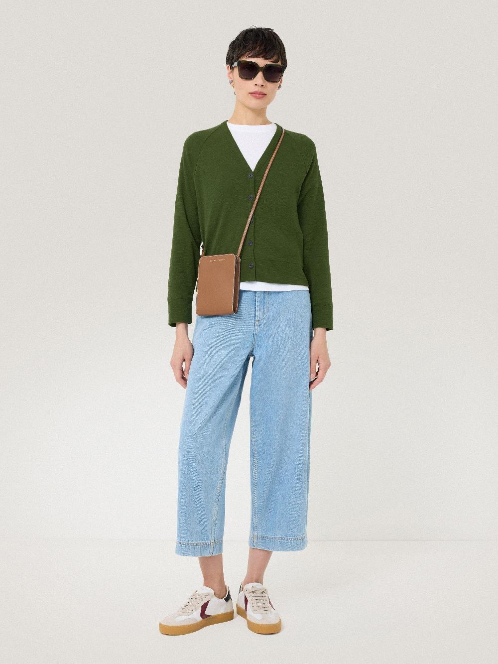 jigsaw Cotton Luxe Cardigan Green
