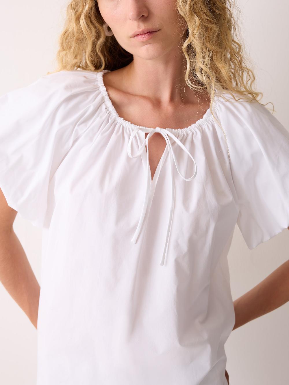 Jigsaw Cotton Puff Sleeve Top White